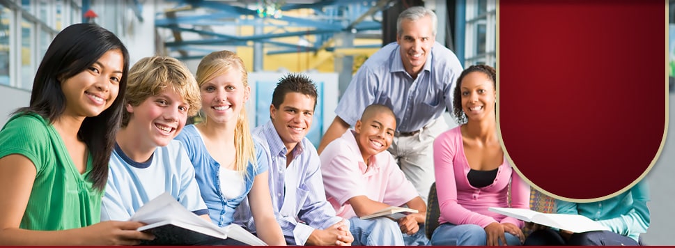 Photo of teacher and students